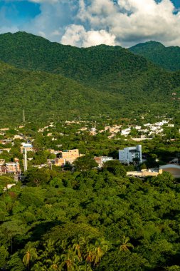 Beautiful landscape with mountains and blue sky. Santa Marta, Magdalena, Colombia. clipart