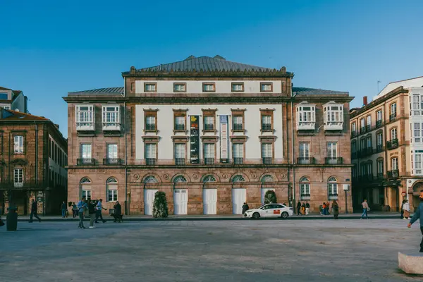 La Corua, İspanya. 11 Kasım 2024: Rosalia de Castro Tiyatrosu 'nun mimarisi ve cephesi.