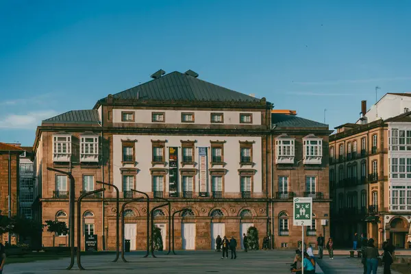 La Corua, İspanya. 11 Kasım 2024: Rosalia de Castro Tiyatrosu 'nun mimarisi ve cephesi.