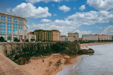 La Coruna, İspanya. 11 Kasım 2024: Amorosas Sahili, A Corua, İspanya.