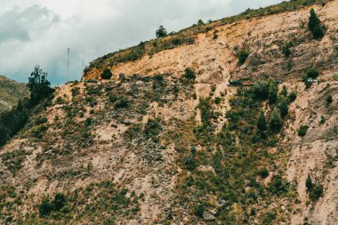Villa de Leyva, Boyaca, Kolombiya 'ya giden çöl manzarası yolu..