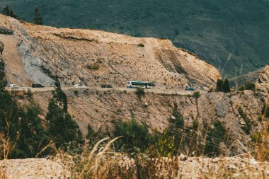 Villa de Leyva, Boyaca, Kolombiya 'ya giden çöl manzarası yolu..