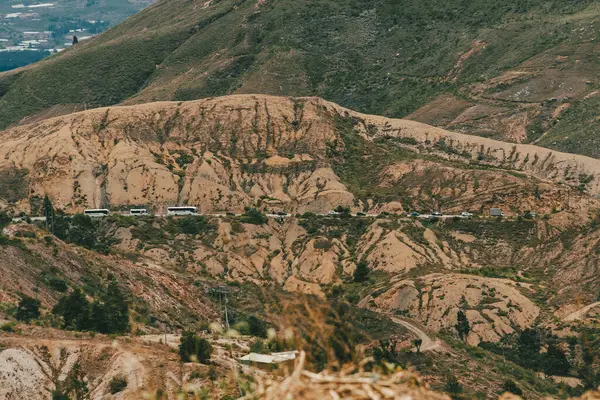 Villa de Leyva, Boyaca, Kolombiya 'ya giden çöl manzarası yolu..