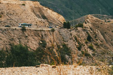 Villa de Leyva, Boyaca, Kolombiya 'ya giden çöl manzarası yolu..