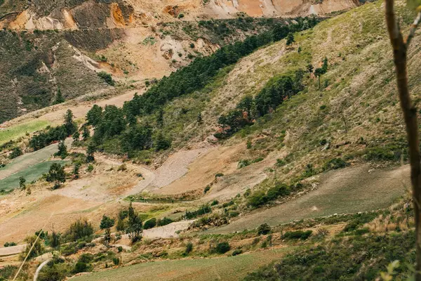 Villa de Leyva, Boyaca, Kolombiya 'ya giden çöl manzarası yolu..
