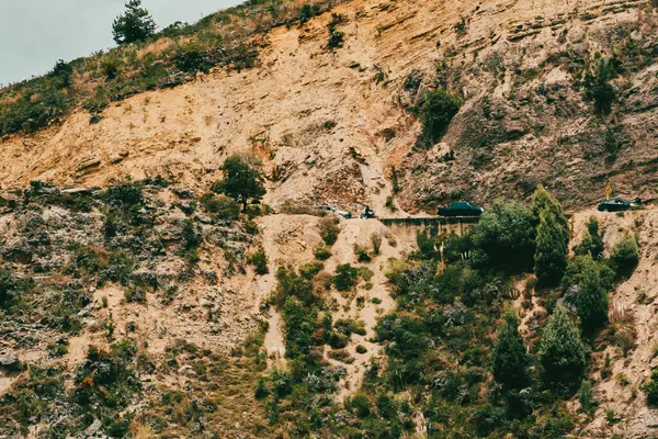 Villa de Leyva, Boyaca, Kolombiya 'ya giden çöl manzarası yolu..