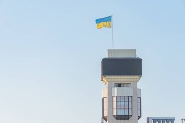 Ukrayna Bayrağı Ülke Arkaplan Siyasi Coğrafya Ulusu KIEV, UKRAINE 05-04-2024.