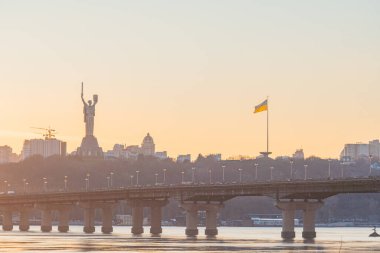 Ukrayna Bayrağı Ülke Arkaplan Siyasi Coğrafya Ulusu KIEV, UKRAINE 05-04-2024.