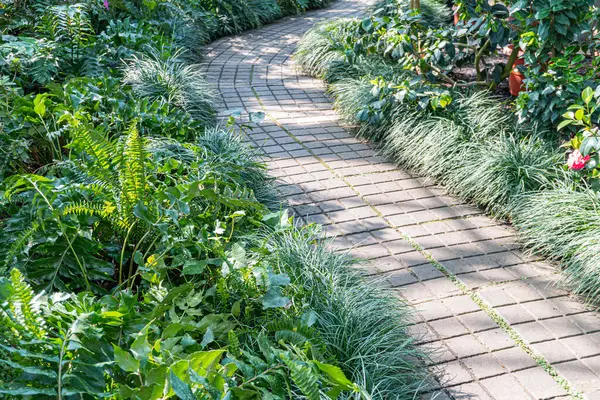 Huzurlu bir bahçe yolu yemyeşil alanda kıvrılır, sakin bir keşfe davet eder, bu da samimi bir deneyim olduğunu gösterir.