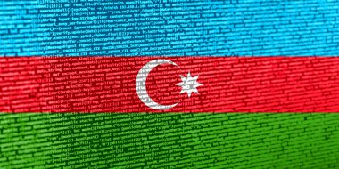 Teknoloji geçmişinde Azerbaycan bayrağı olan dijital bir kavram. Siber güvenlik, programlama ve dijital egemenlik bağlamında Azerbaycan. Azerbaycan 'da site geliştirmenin sembolik görüntüsü.