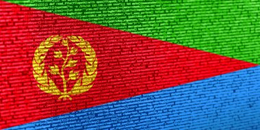 Teknoloji geçmişinde Eritre bayrağı olan dijital bir kavram. Eritre, siber güvenlik, programlama ve dijital egemenlik bağlamında. Eritre 'de site geliştirmenin sembolik görüntüsü.