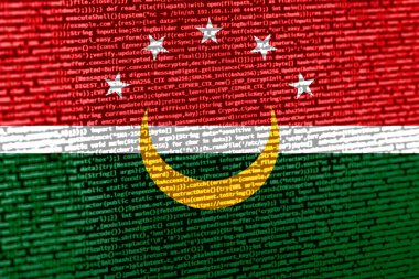 Teknoloji geçmişinde Maghreb bayrağı olan dijital bir kavram. Maghreb siber güvenlik, programlama ve dijital egemenlik bağlamında. Maghreb 'de site geliştirmenin sembolik görüntüsü.
