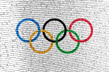 Teknoloji geçmişinde Olimpiyat Oyunları bayrağı olan dijital bir kavram. Siber güvenlik, programlama ve dijital egemenlik bağlamında Olimpiyat Oyunları. Olimpiyatlardaki site gelişiminin sembolik görüntüsü