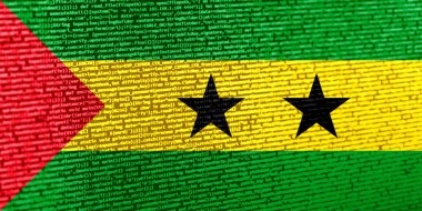 Teknoloji geçmişinde Sao Tome ve Principe bayrağı olan dijital bir kavram. Sao Tome ve Principe siber güvenlik, programlama ve dijital egemenlik bağlamında. β o alanının sembolik resmi