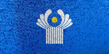 Teknik arkaplanda BDT bayrağı olan dijital bir kavram. Siber güvenlik, programlama ve dijital egemenlik bağlamında BDT. BDT 'deki site geliştirmenin sembolik görüntüsü.