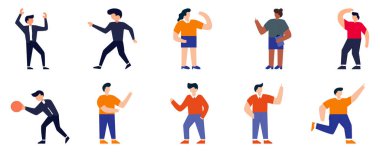 Çeşitli pozlarda iş adamı ya da ofis vektör karakterleri. Çizgi film genç çalışan iş adamı karakteri