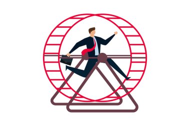 Ofis çalışanı, kariyeri olmayan, hayal kırıklığına uğramış bir iş adamı, koşuşturma yarışında acele ediyor..