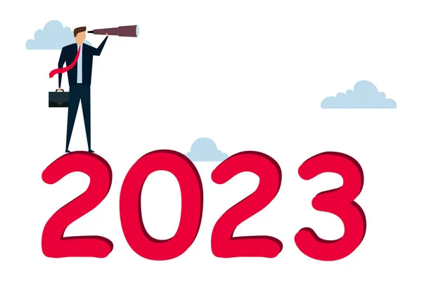 Année 2023 Perspectives Affaires Vision Pour Voir Voie Suivre Prévision — Image vectorielle