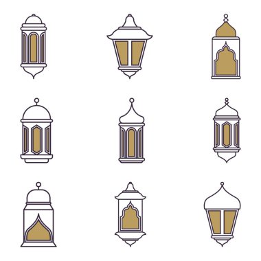 Arabic traditional Ramadan Kareem eastern lanterns garland.