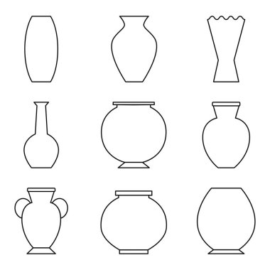 Vazo hazır. Çeşitli vazo çeşitleri. Ev dekorasyonu.