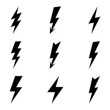 lightning icons, isolated on white.