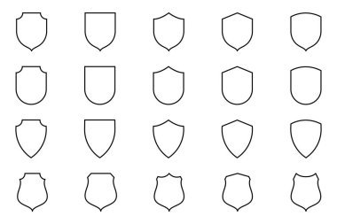 Set of Outline Security Shields. Secure and Protection illustration for your web site design, game, logo, app, and UI.