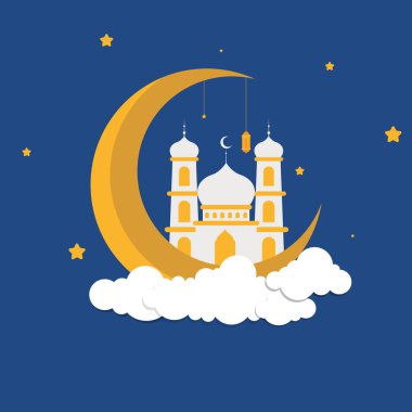 ramadan kareem. vector illustration of moon in sky