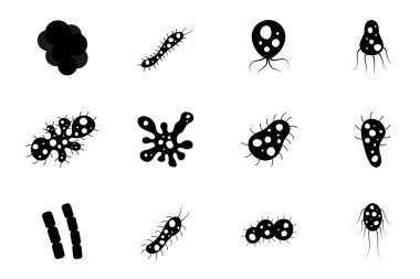 set of bacteria and virus vector illustration in flat style. Disease-causing bacterias, viruses and microbes. clipart