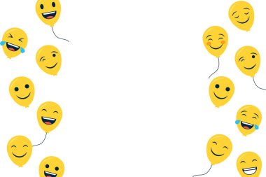 Mutlu dünya gülümseme günü balon emoji kompozisyonu ile arka plan.