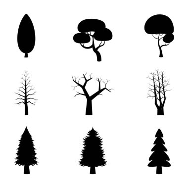 Kara Kış ya da Noel ağaçları. çeşitli noel ağaçları.