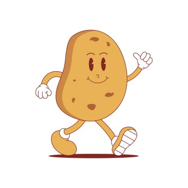 Patates Retro Maskotu. Patatesin komik çizgi film karakteri.