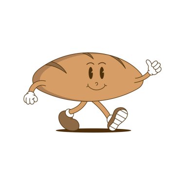 Fransız Ekmek Retro Maskotu. Fransız Ekmeğinin komik çizgi film karakteri