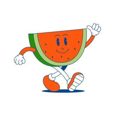 Karpuz Retro Maskotu. Karpuzun komik çizgi film karakteri.
