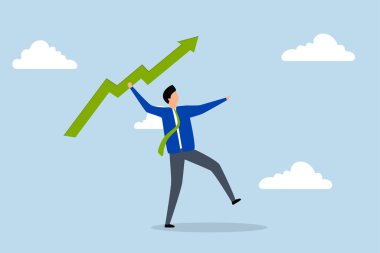 İş büyümesi ve gelişimi, güçlü tüccar yükselen yeşil ok mızrağını fırlattı