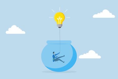 İş problemini çözmek için yenilik, iş adamı ampulden ipliğe tırmanıyor ve hapishane akvaryumundan kaçmak istiyor..