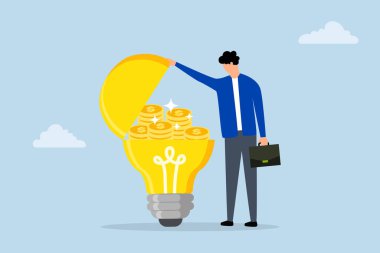 Para kazanma fikri, iş adamı ampul fikrini açtı ve para kazanan bileşik buldu..