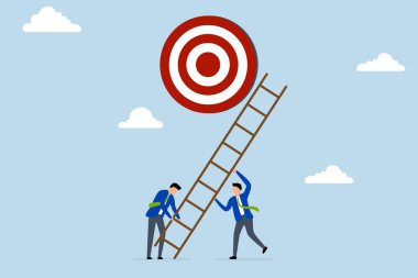 Başarıya giden merdiveni geliştirin, iş adamlarından oluşan bir ekip hedefe ulaşmak için başarı merdiveni oluşturmaya yardım eder..