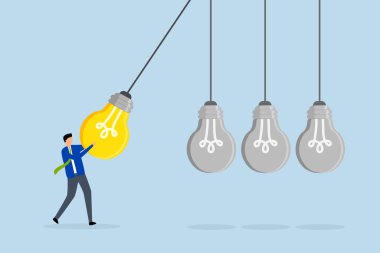 Bilgi paylaşımı, işletme yöneticisi bilgi iletmek için sarkacın içine ampul çekiyor.