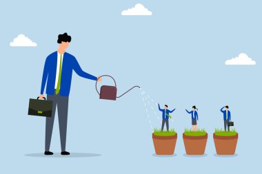 Yetenek geliştirme, iş adamı menajeri büyüme yeteneğine sahip personeli sulıyor..