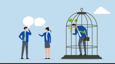 Toksik patron, kızgın yöneticinin 4k animasyonu yakalandı ve ekip dışarıda barışçıl bir şekilde iş üzerinde tartışıyor..