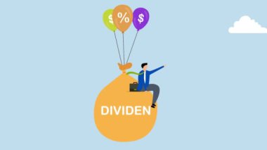 Hisse senedi yatırımları finansal krizde geri dönüyor. Borsa yatırımcılarının nakit çuvalının üzerinde 4 bin animasyonu ve dolar işaretleri üzerinde yüzen kar payı..