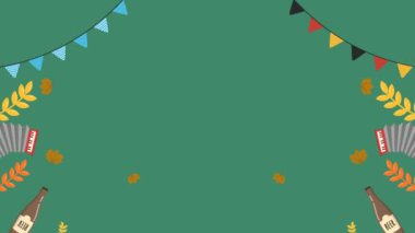 Ekim Festivali, Arkaplan Animasyonu 'nu kutluyor. Bir kupa bira, bir şişe bira, bir simit, bir sosis..