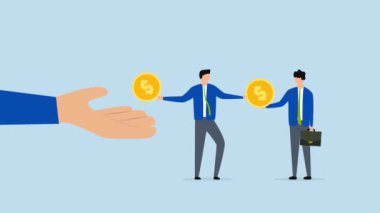 4k Animasyon Maaştan maaşa yaşamak, yorgun işadamı bir dolar parayı alıp alacaklısının borcunu kapatmak için kullanır..