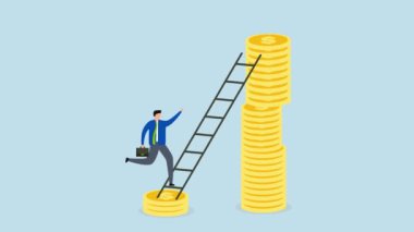 Maaş veya maaş artışı, yatırımcıların düşük dolardan yüksek dolara tırmanmasının 4k animasyonu