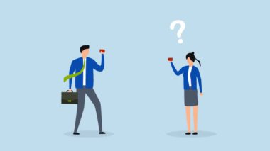 Kötü iletişim, iş adamlarının karmaşık kaos ve karışık telefon hatları aracılığıyla 4k animasyonu diğerlerinin kafasını karıştırıyor..