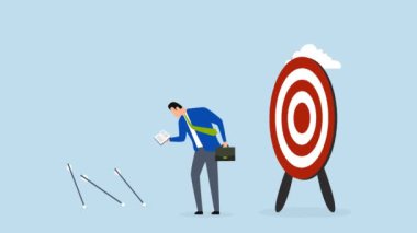 Başarısızlıktan ders almak, iş adamlarının kitap tutarken 4k animasyonu ve kaçırılan hedeflere bakmak, öğrenme hataları..