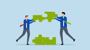 Ortaklık ve takım çalışması, iş ortağının 4k animasyonu bulmacayı tamamlamak için bir araya getirdi.