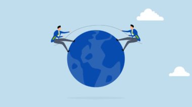 Jeopolitik, iş adamlarının 4k animasyonu dünya gezegenine savaş açtı..