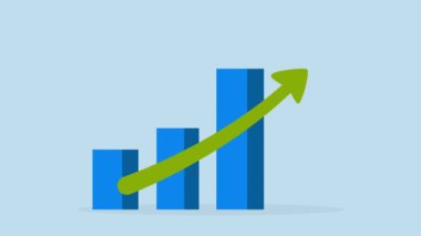 İş büyümesi, işletme yöneticisinin hızlı büyüyen kar tablosunda 4k animasyonu.