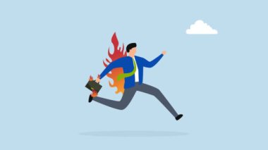 İş bitimi, aşırı çalışan iş adamının 4k animasyonu..